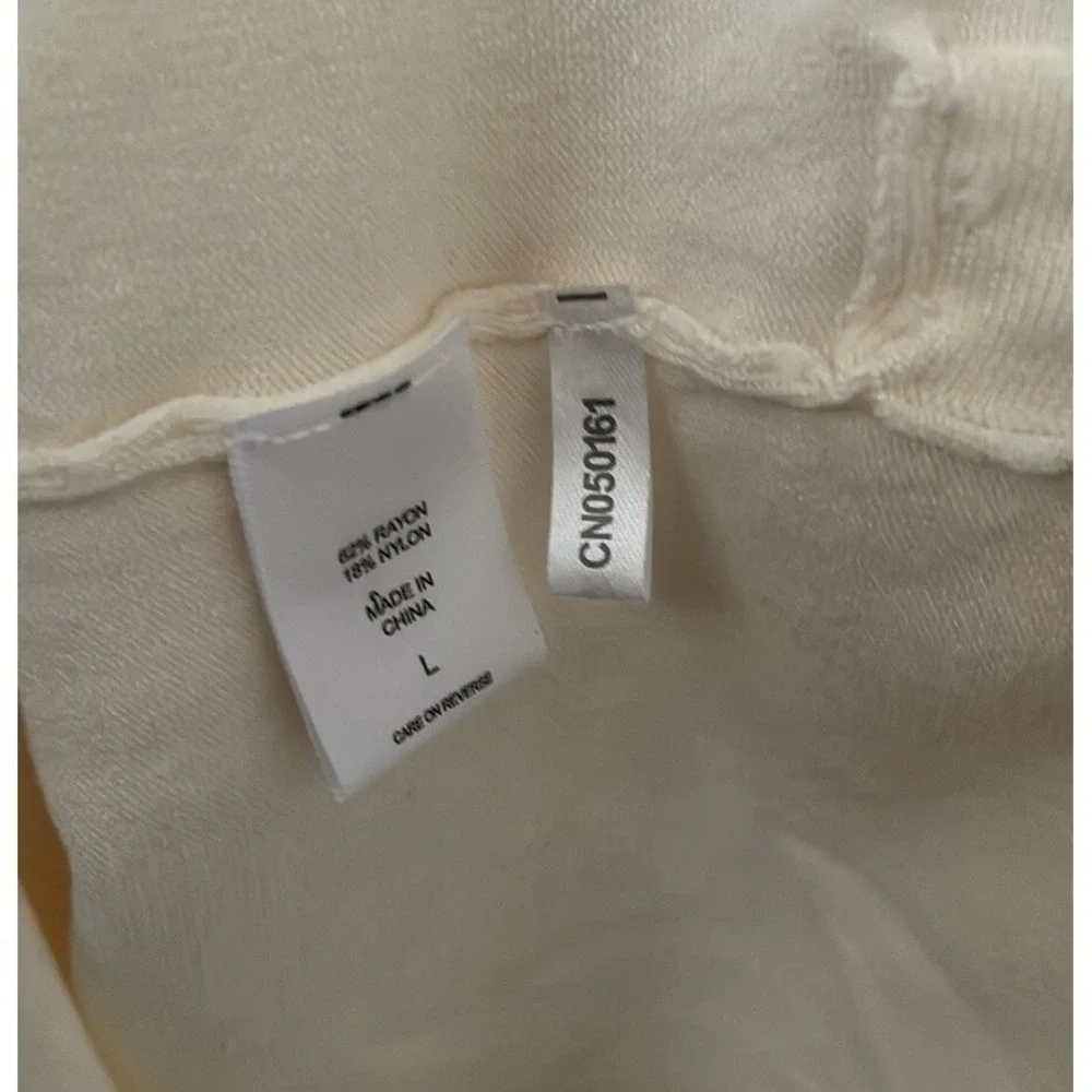 New‎ York & Company Women's Cream Soft Knit Waist Tie Midi Sweater Dress Size L